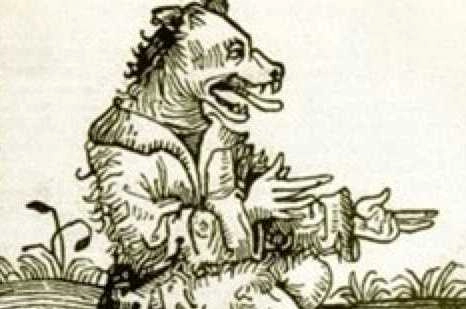 Black-and-white illustration of a wolf-headed humanoid figure, used by Shetland Museum & Archives in its article investigating the origins of the Wulver.