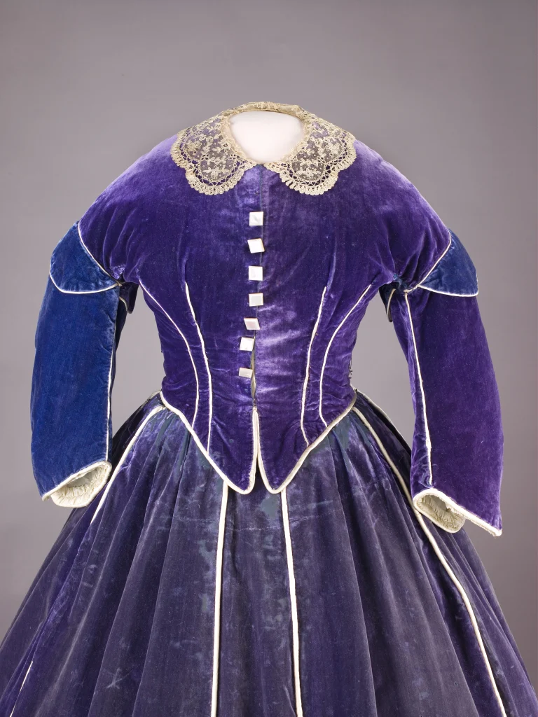 Purple velvet daytime bodice from Mary Lincoln’s dress, worn in 1861–62
